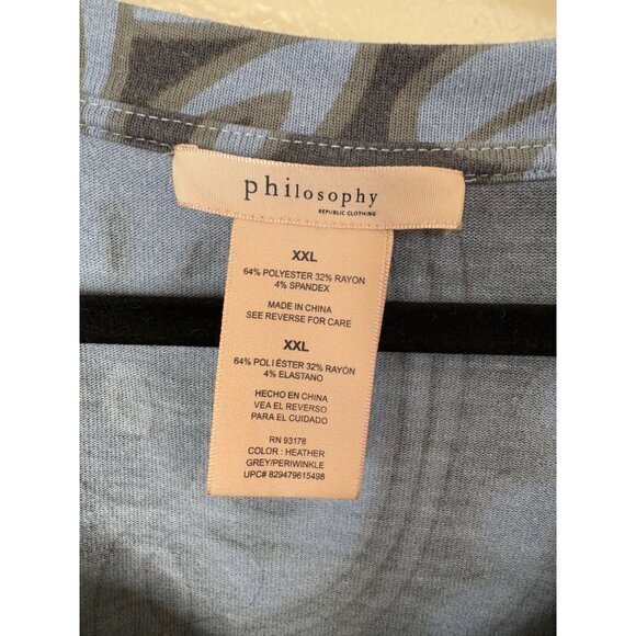 Philosophy Women's Blue Blouse Size 2X short sleeve plus size polyester round ne - Picture 3 of 6